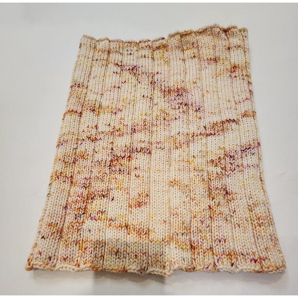 HANDMADE Rib Knit Snood Tube Scarf Cowl Shawl Yellow Variegated Stretch New - Picture 6 of 12